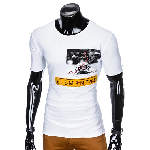 T-shirt męski z nadrukiem S985 - biały