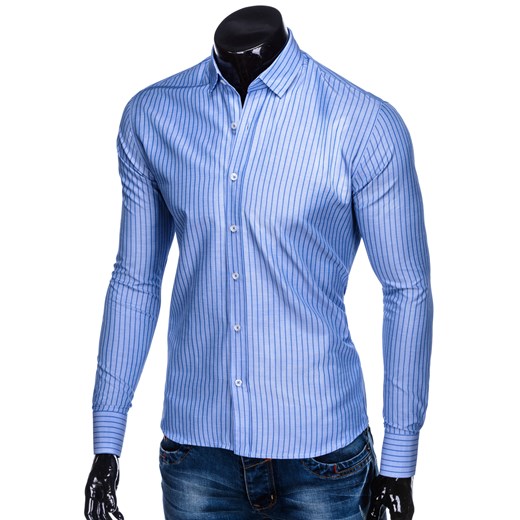 Ombre Clothing koszula męska na wiosnę w paski z długimi rękawami 