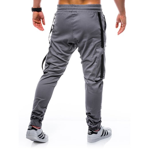 Spodnie męskie joggery P671 - szare