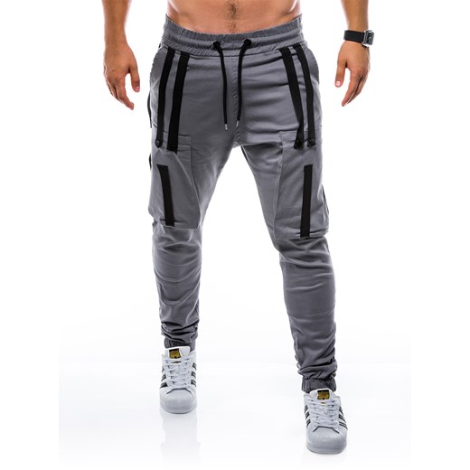 Spodnie męskie joggery P671 - szare