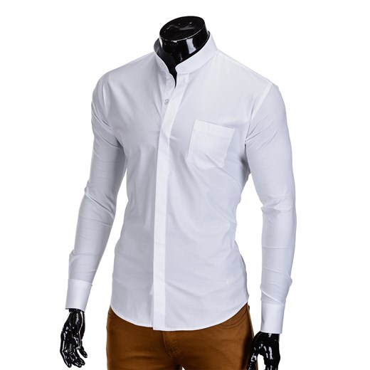 Koszula męska elegancka z długim rękawem BASIC K307 - biała