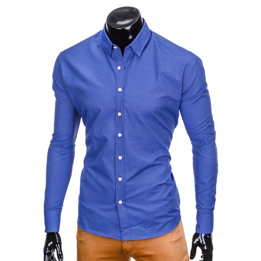 Koszula męska elegancka z długim rękawem K410 - jasnogranatowa