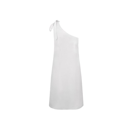Sukienka Armani biała z asymetrycznym dekoltem bez rękawów asymetryczna 