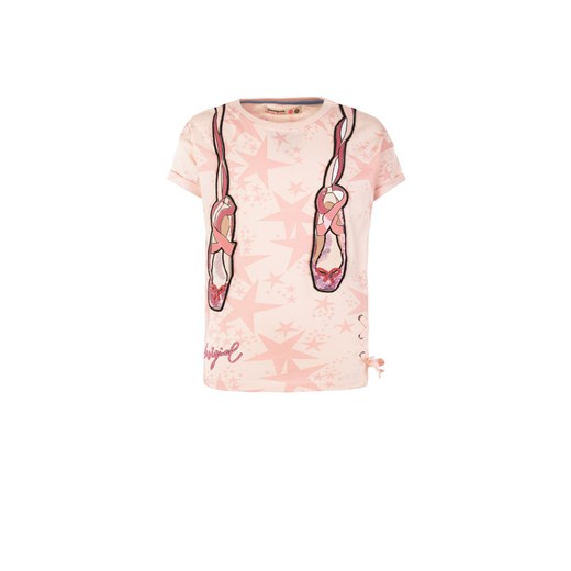 Różowa bluzka dziewczęca Desigual z krótkim rękawem 