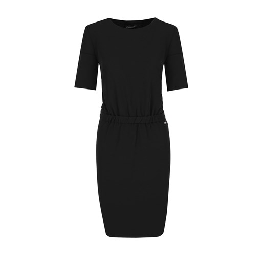 Sukienka czarna Armani mini z krótkimi rękawami dopasowana elegancka 