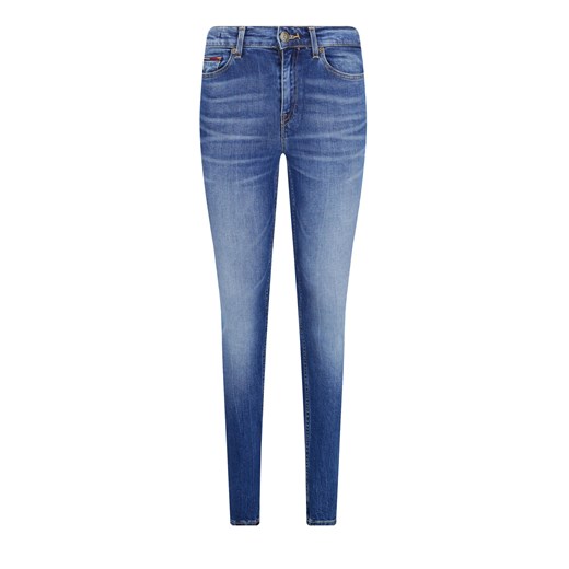 Niebieskie jeansy damskie Tommy Jeans bez wzorów w miejskim stylu 
