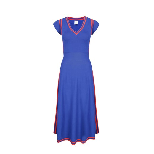 Sukienka niebieska Pinko prosta z krótkim rękawem midi wiosenna 