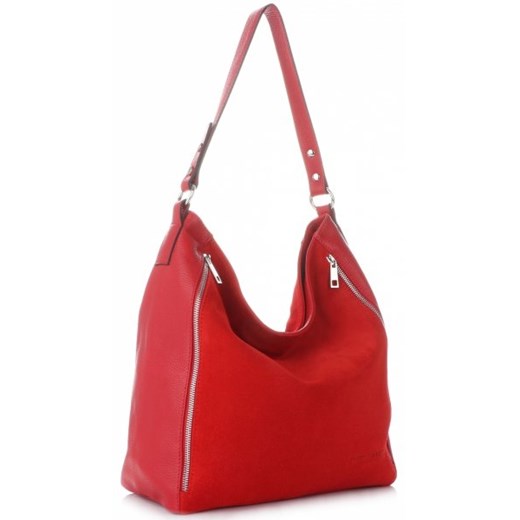 Shopper bag Vittoria Gotti zamszowa na ramię bez dodatków skórzana glamour 