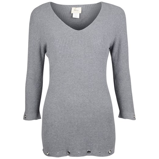 Sweter damski szary Toy-g "v-neck" bez wzorów 