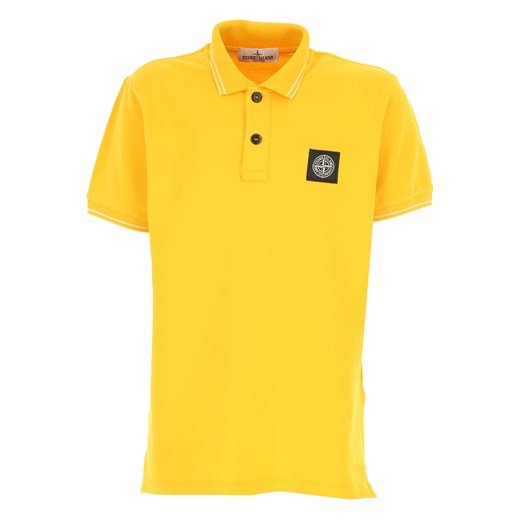 T-shirt chłopięce Stone Island żółty z aplikacją na lato 