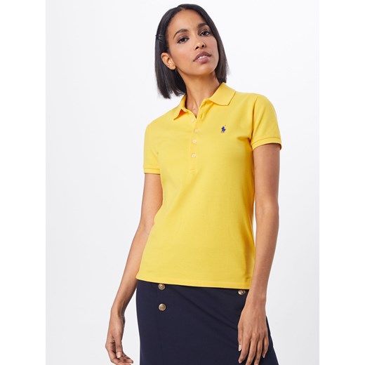 Bluzka damska Polo Ralph Lauren na lato gładka żółta z krótkimi rękawami 