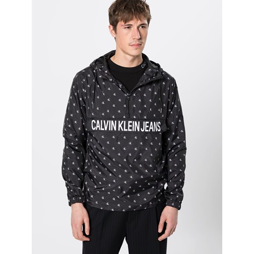 Kurtka męska Calvin Klein czarna z napisami w stylu młodzieżowym 
