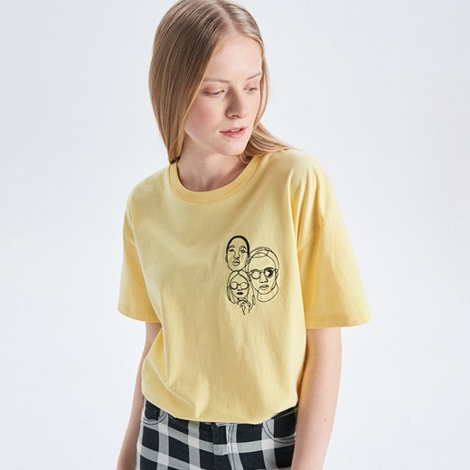 Cropp - Koszulka z nadrukiem - Żółty  Cropp S 