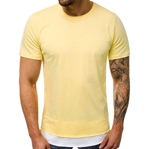 T-shirt męski żółty Ozonee.pl z krótkimi rękawami 