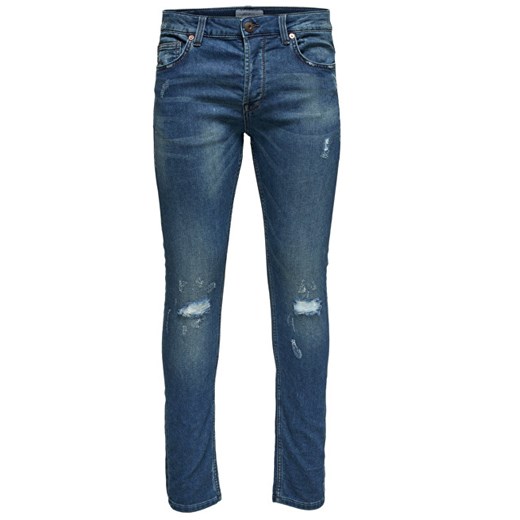 ONLY&SONS Męskie jeansy Spun Jog Damage PK 0901 32 " BlueDenim (rozmiar 28), BEZPŁATNY ODBIÓR: WROCŁAW!