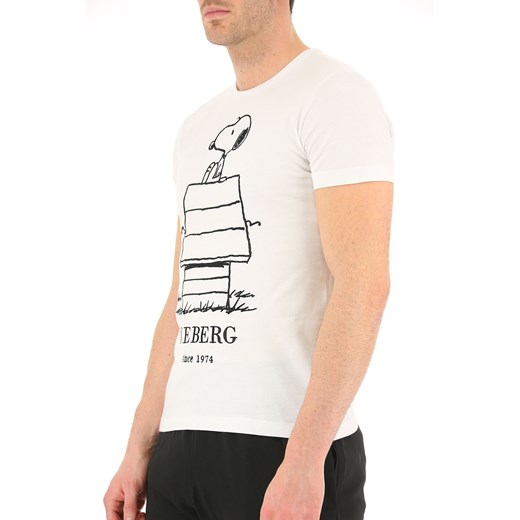 T-shirt męski Iceberg biały z krótkim rękawem w stylu młodzieżowym 