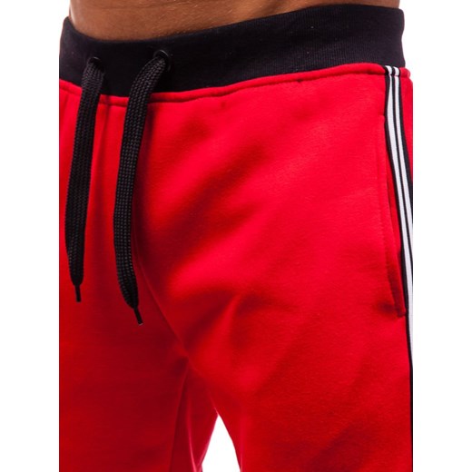 Spodnie męskie Denley czerwone z poliestru 