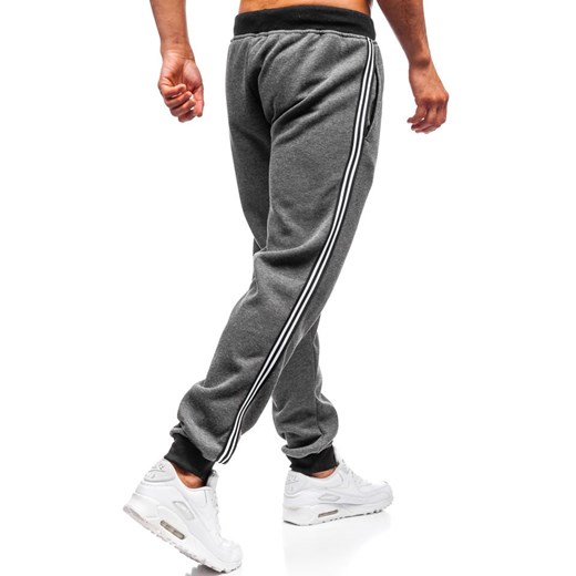 Spodnie dresowe joggery męskie grafitowe Denley KZ06 Denley  M  wyprzedaż 