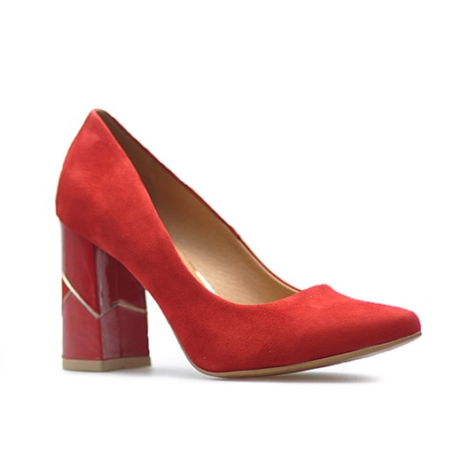 Czółenka Laura Messi 1979/965 Czerwone zamsz ze sklepu Arturo-obuwie w kategorii Czółenka - zdjęcie 63304020