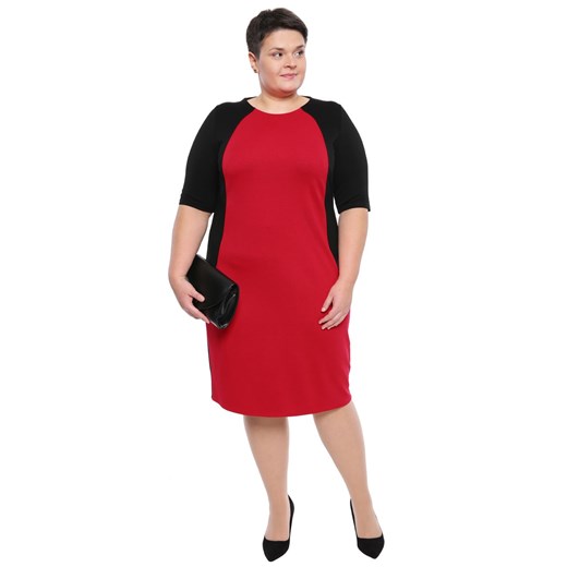 Sukienka z poliestru czerwona z krótkim rękawem midi 