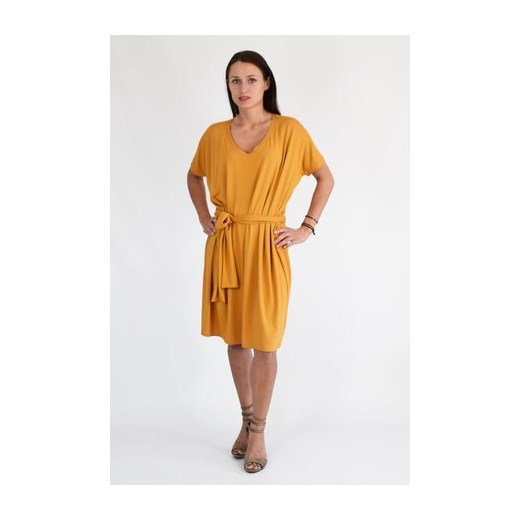 Sukienka Collibri żółta casualowa z dekoltem v 