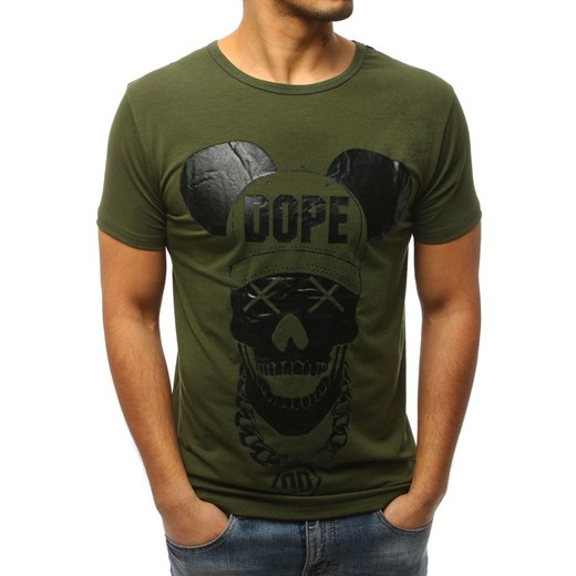 T-shirt męski zielony Dstreet w nadruki z krótkim rękawem w stylu młodzieżowym 