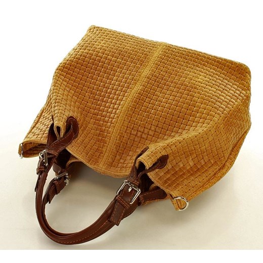 Shopper bag Mazzini brązowa bez dodatków matowa w stylu boho 