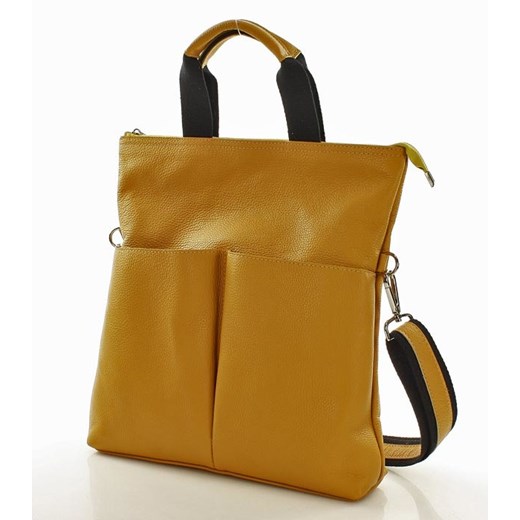 Shopper bag Mazzini matowa żółta do ręki 