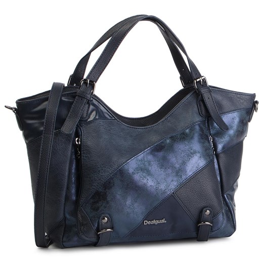 Shopper bag Desigual niebieska zdobiona na ramię 