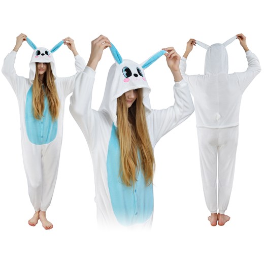 Piżama kigurumi jednoczęściowe przebranie kostium z kapturem – niebieski króliczek