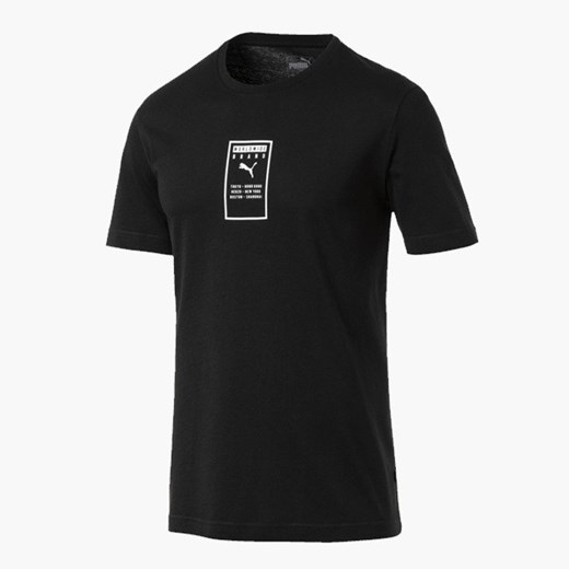 Koszulka sportowa Puma z napisami czarna na lato 