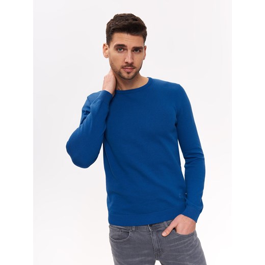 Sweter męski Top Secret niebieski bez wzorów 