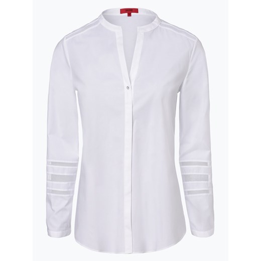 Biała bluzka damska Hugo Boss bez wzorów z długim rękawem 