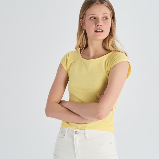 Sinsay - Gładki t-shirt - Żółty Sinsay  XL 