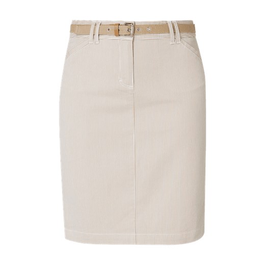 Spódnica Montego z tkaniny biała casual w paski mini 