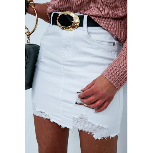 Spódnica biała na wiosnę mini z elastanu 