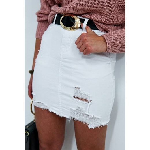 Spódnica biała z elastanu mini 
