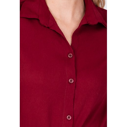 Koszula damska czerwona Zoio z długim rękawem gładka casual 