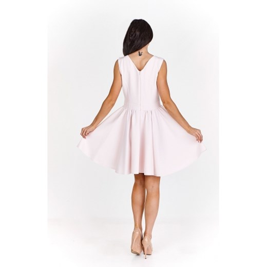 Sukienka Tęcza2 bez rękawów asymetryczna beżowa mini na sylwestra 