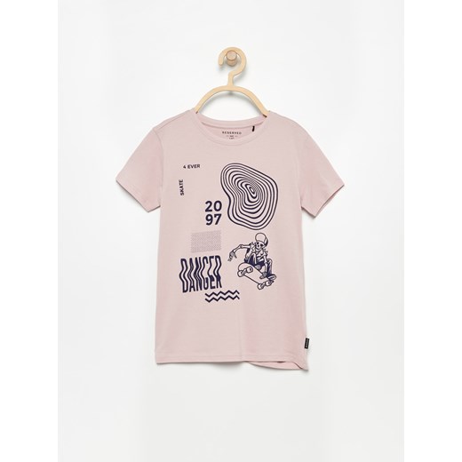 Reserved - T-shirt z nadrukiem - Różowy  Reserved 146 