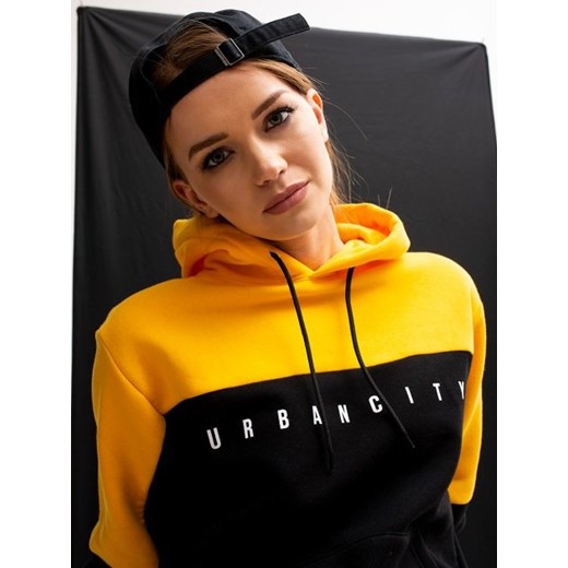 Half Cut Girl Hoody Black Yellow
