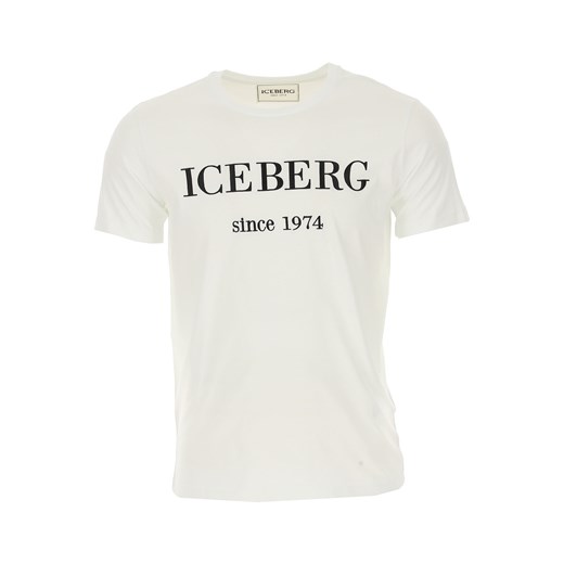 T-shirt męski Iceberg biały jesienny z krótkim rękawem bawełniany 