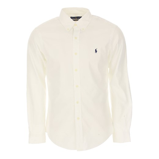 Koszula męska biała Ralph Lauren z długim rękawem jesienna z kołnierzykiem button down 