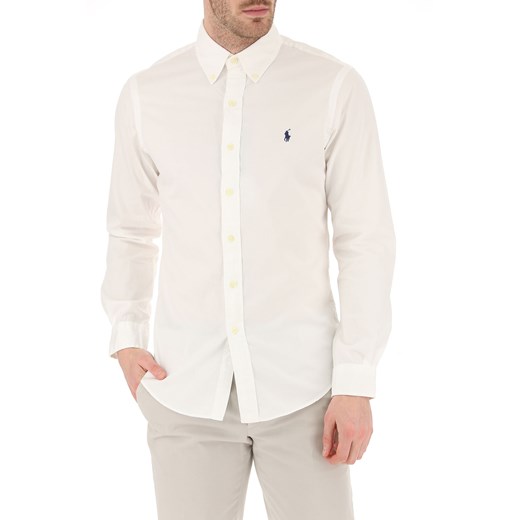 Koszula męska Ralph Lauren biała z długim rękawem jesienna 
