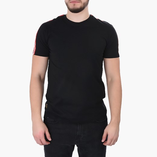 T-shirt męski Alpha Industries czarny bez wzorów z krótkimi rękawami 