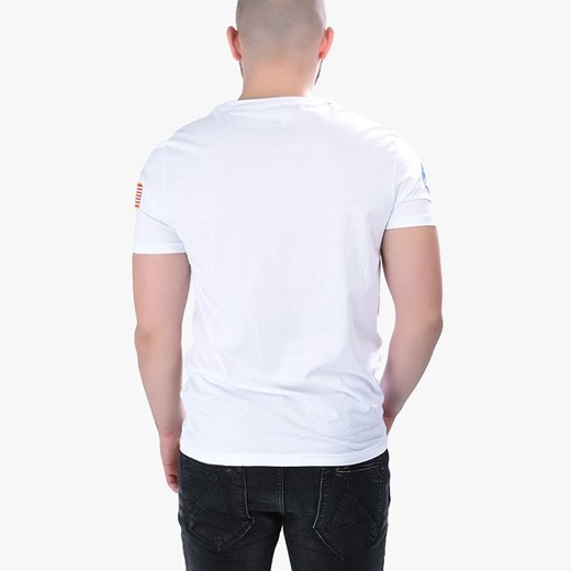 Biały t-shirt męski Alpha Industries bez wzorów z krótkim rękawem 