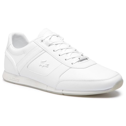 Buty sportowe męskie białe Lacoste na wiosnę ze skóry ekologicznej sznurowane młodzieżowe 