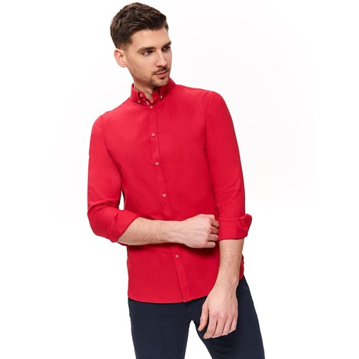 Koszula męska czerwona Top Secret z kołnierzykiem button down casual 