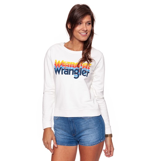 Biała bluza damska Wrangler z napisami krótka 