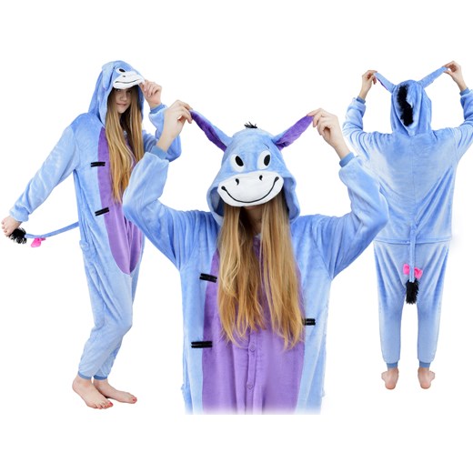 Piżama kigurumi jednoczęściowe przebranie kostium z kapturem – osiołek kłapouchy